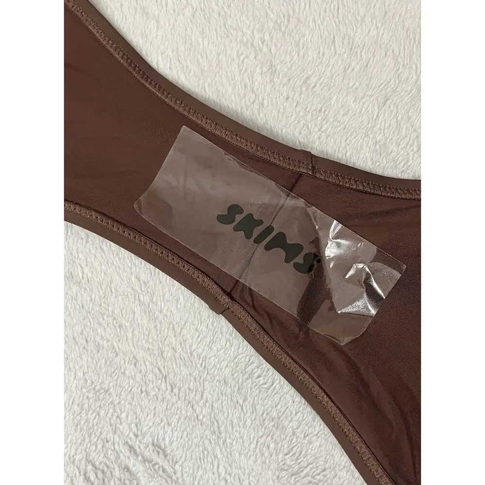 Skims Recycled Swim Lace Up String Monokini 4X Rich Cocoa Brown OP-BRF-2794 NEW